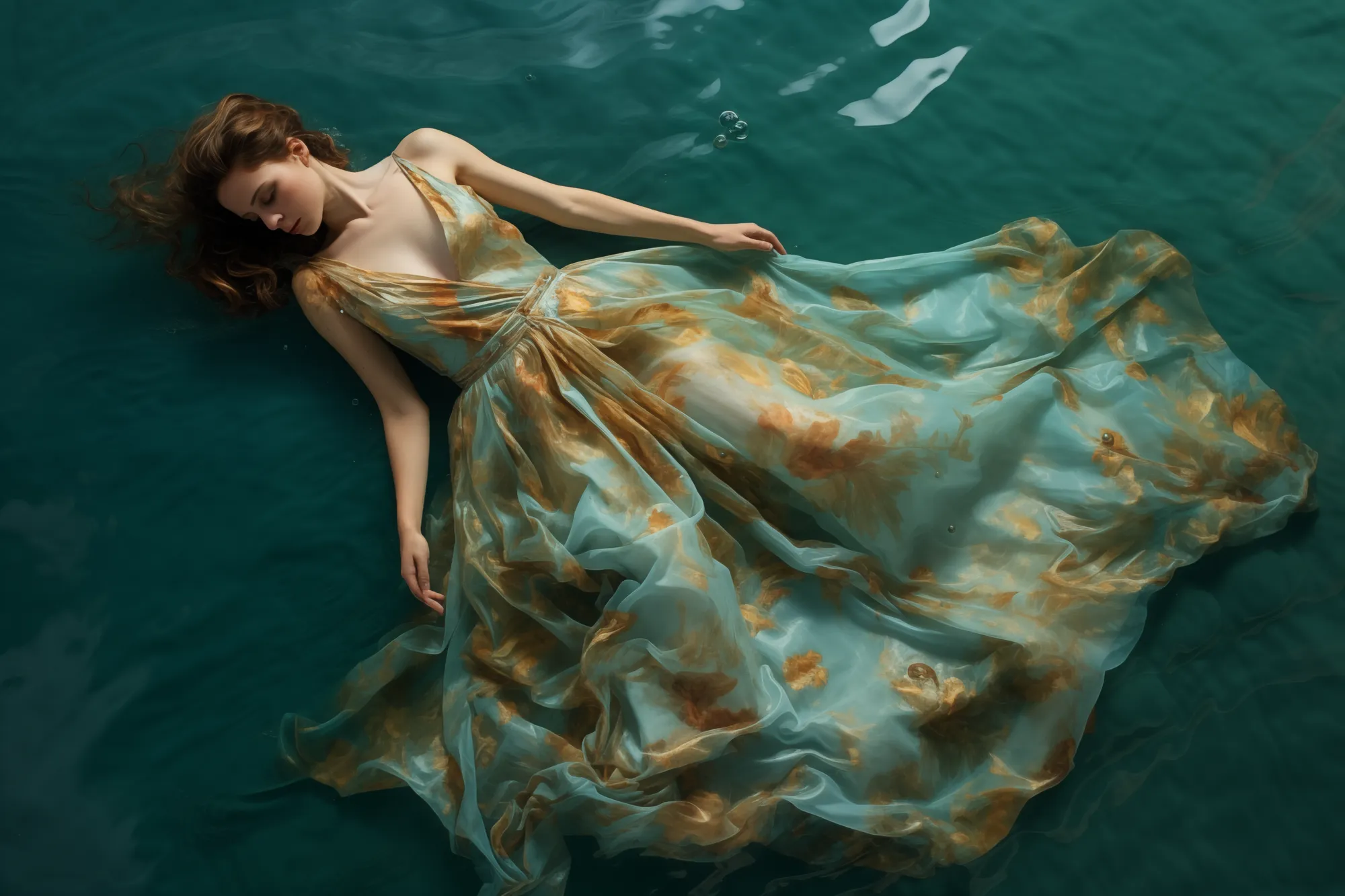 Aerial view dresses pool surface