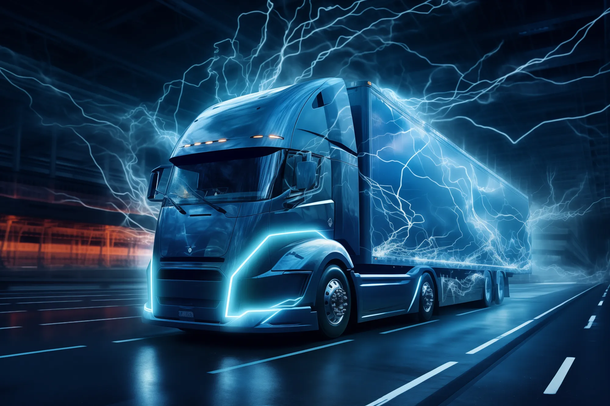 Semi truck electric charge futuristic professional